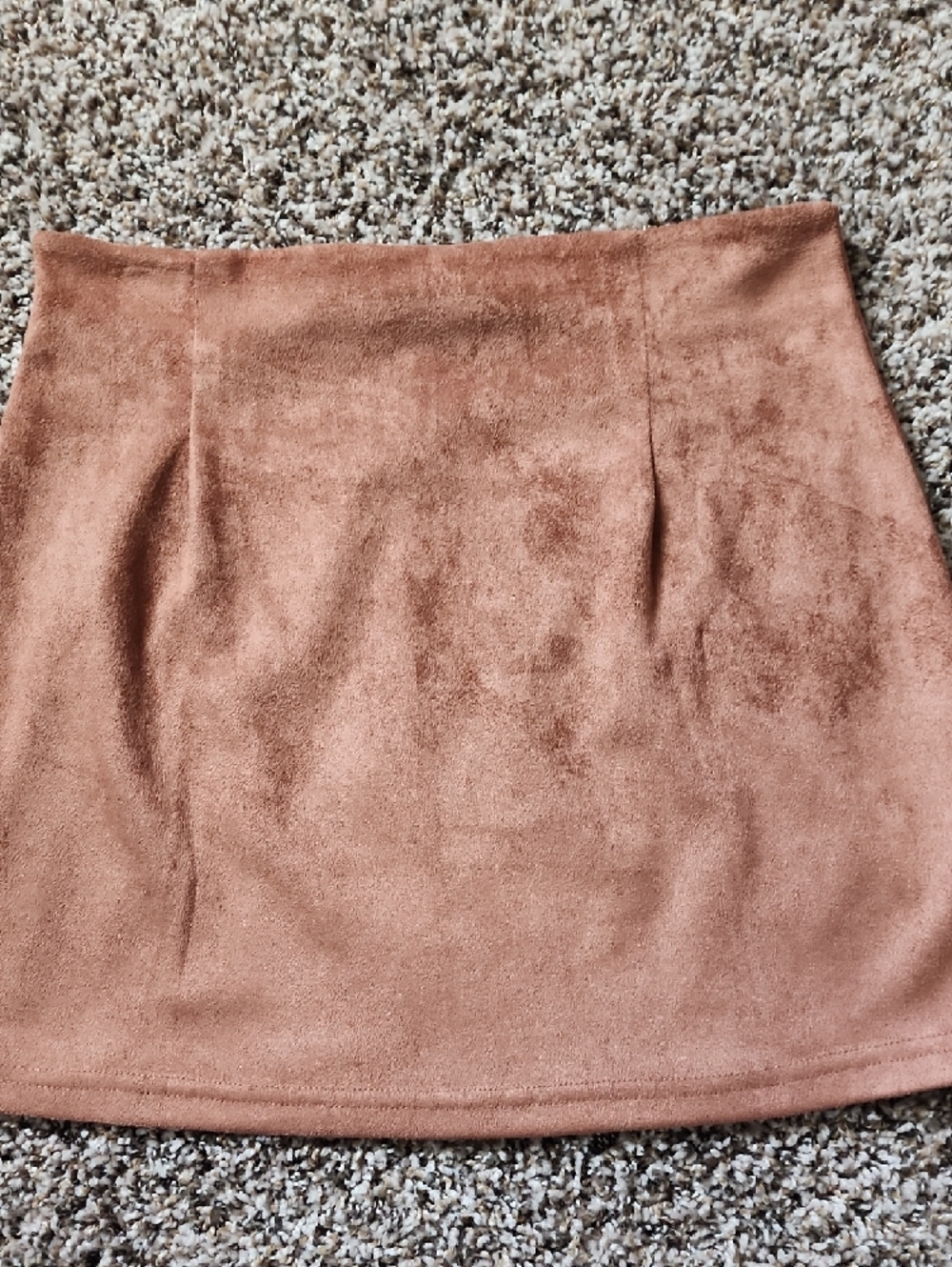 SHEIN Rust Suede-Look Mini Skirt with Dual Gold Zippers - Picture 3 of 5